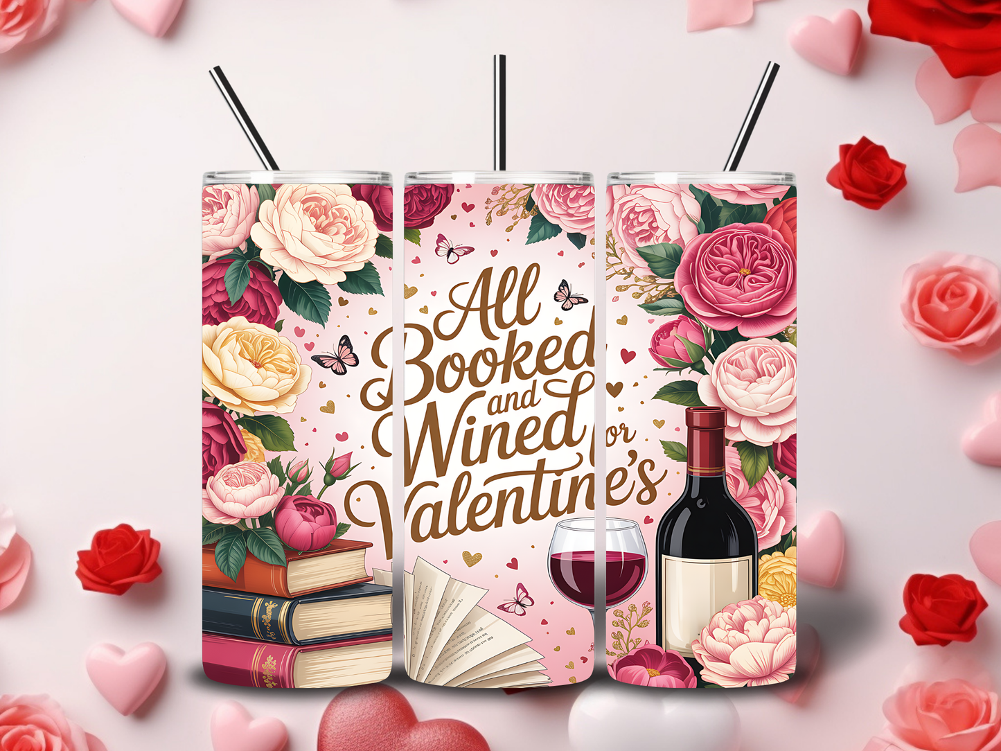 Cozy Book Valentine Tumblers