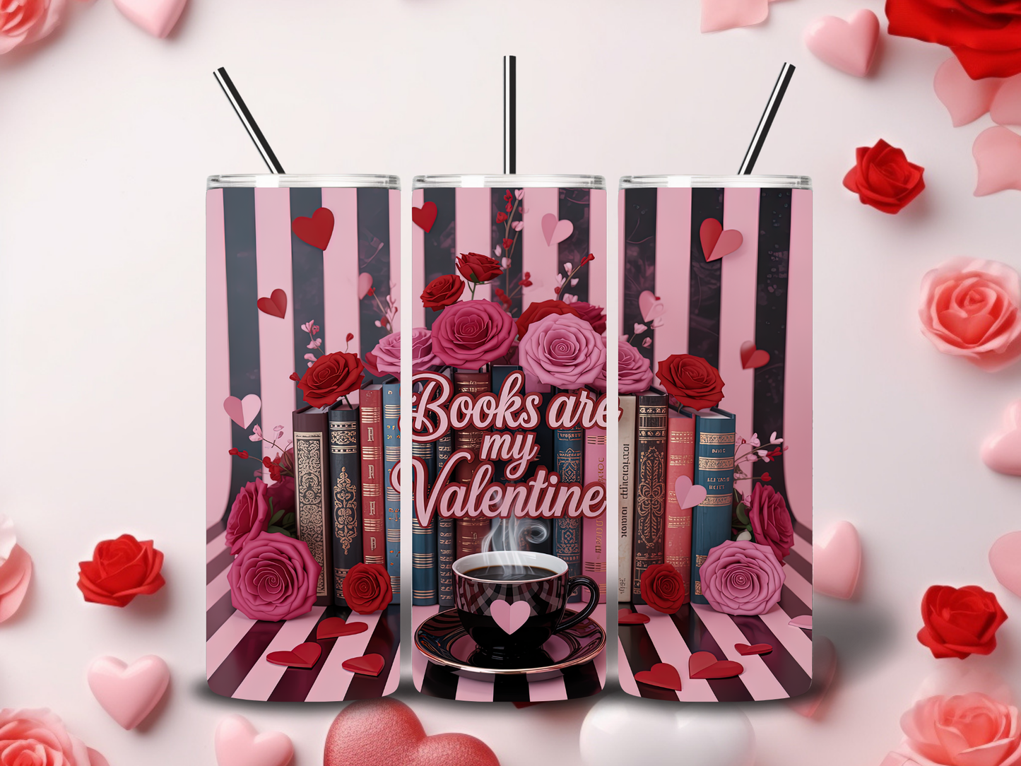 Cozy Book Valentine Tumblers