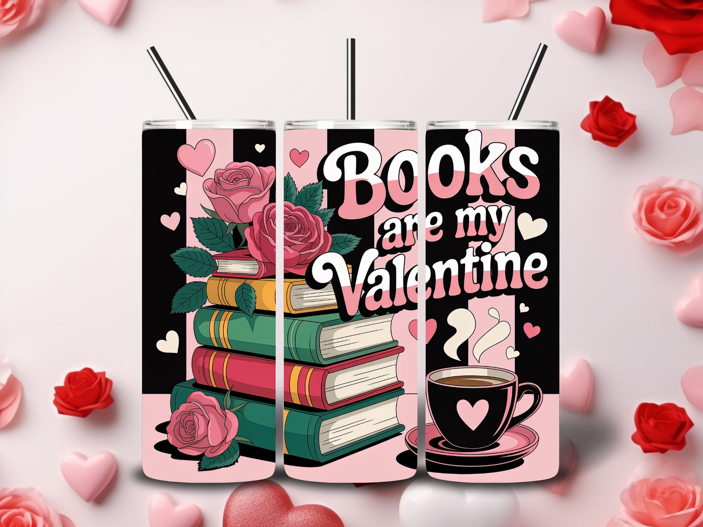 Cozy Book Valentine Tumblers