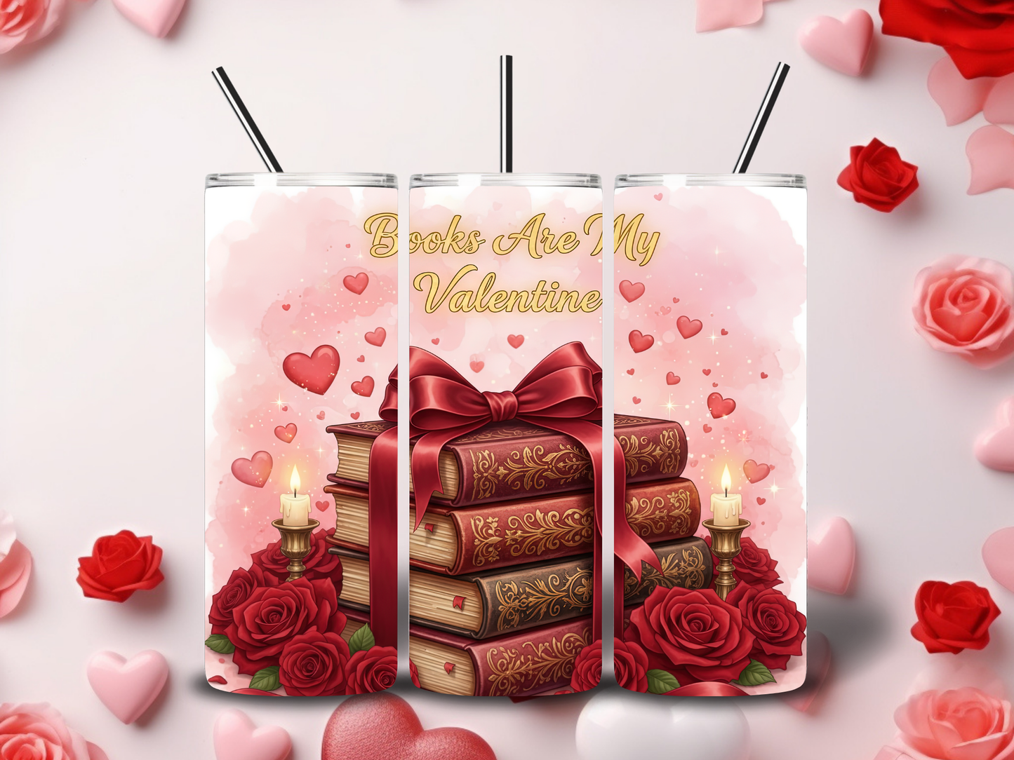 Cozy Book Valentine Tumblers