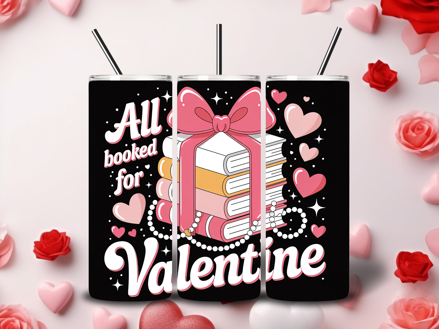 Cozy Book Valentine Tumblers