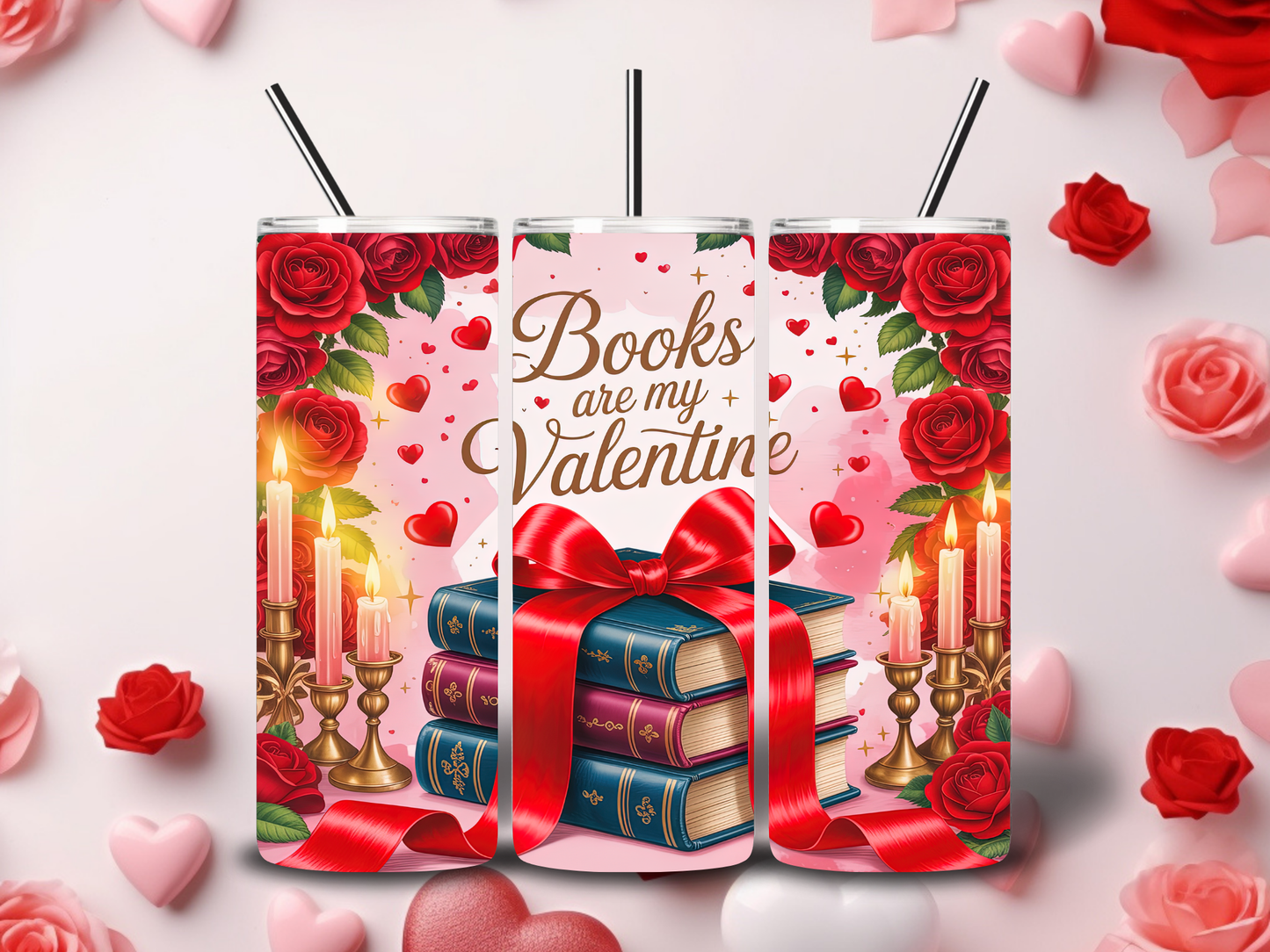 Cozy Book Valentine Tumblers