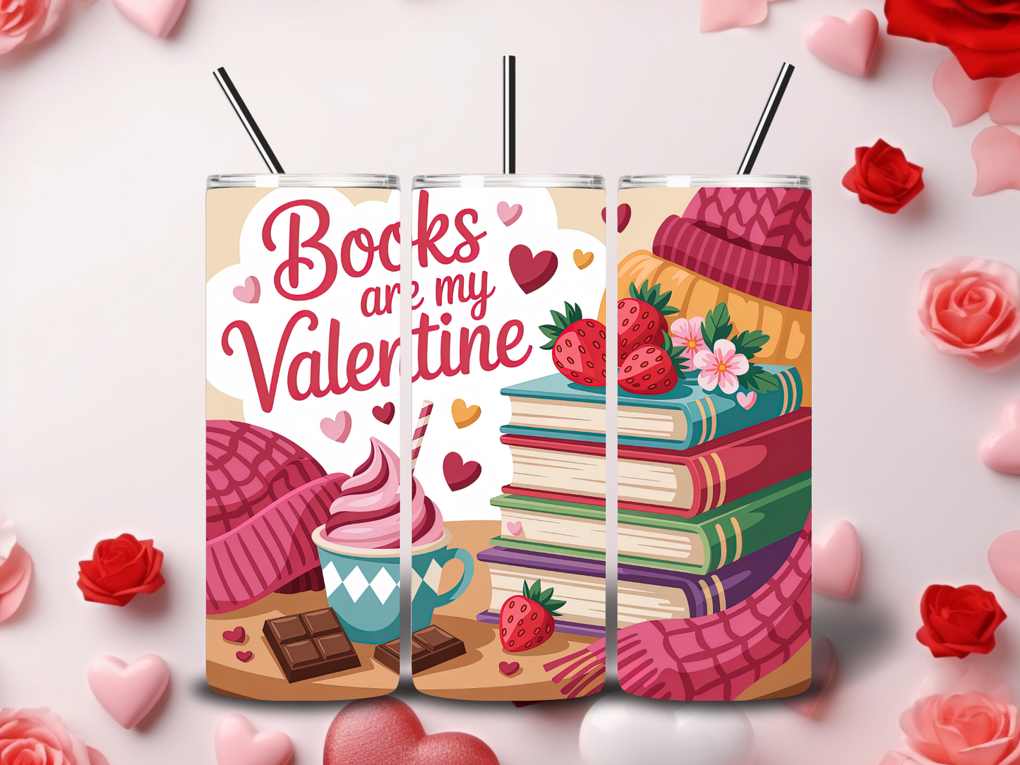 Cozy Book Valentine Tumblers
