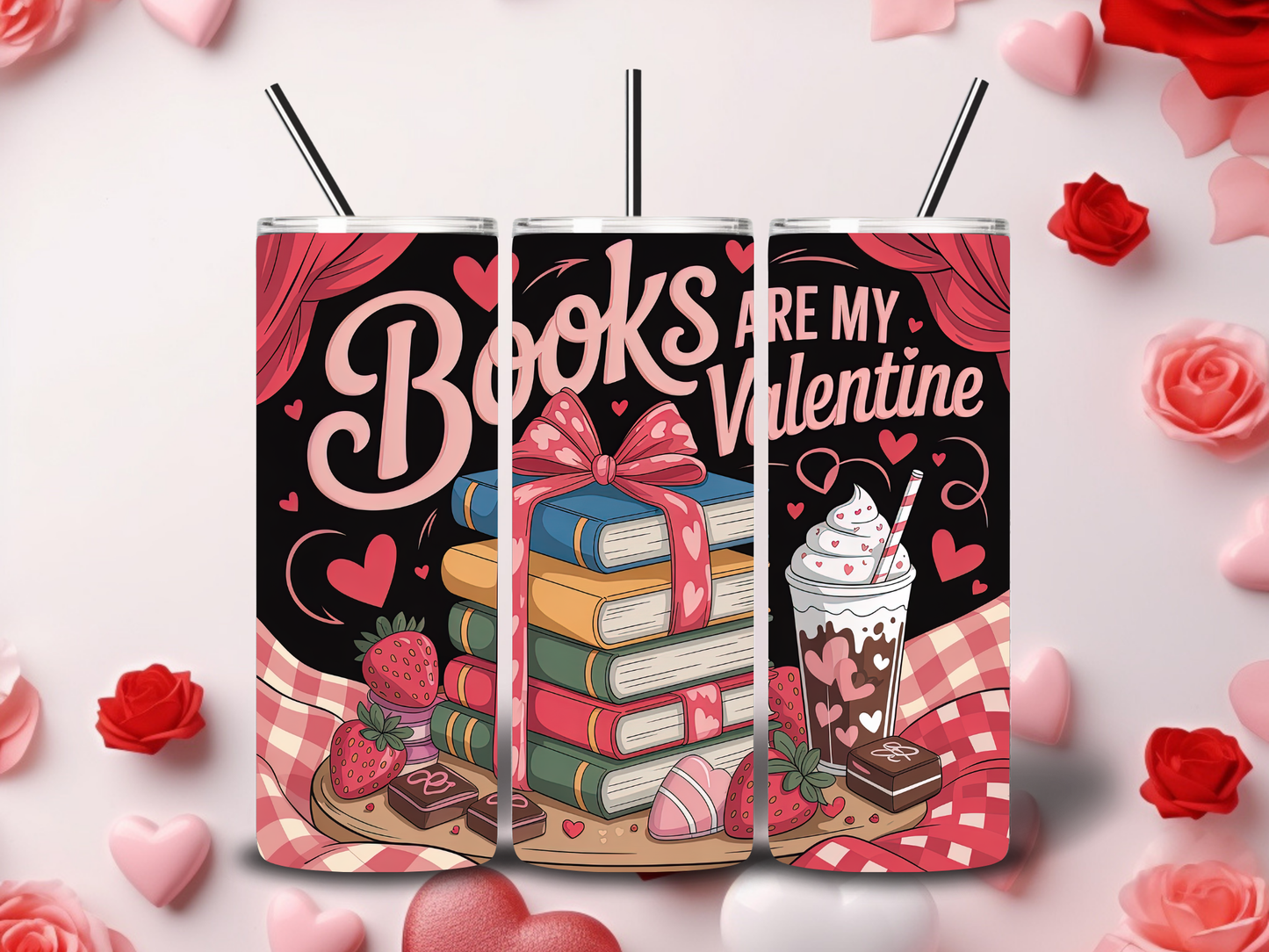 Cozy Book Valentine Tumblers