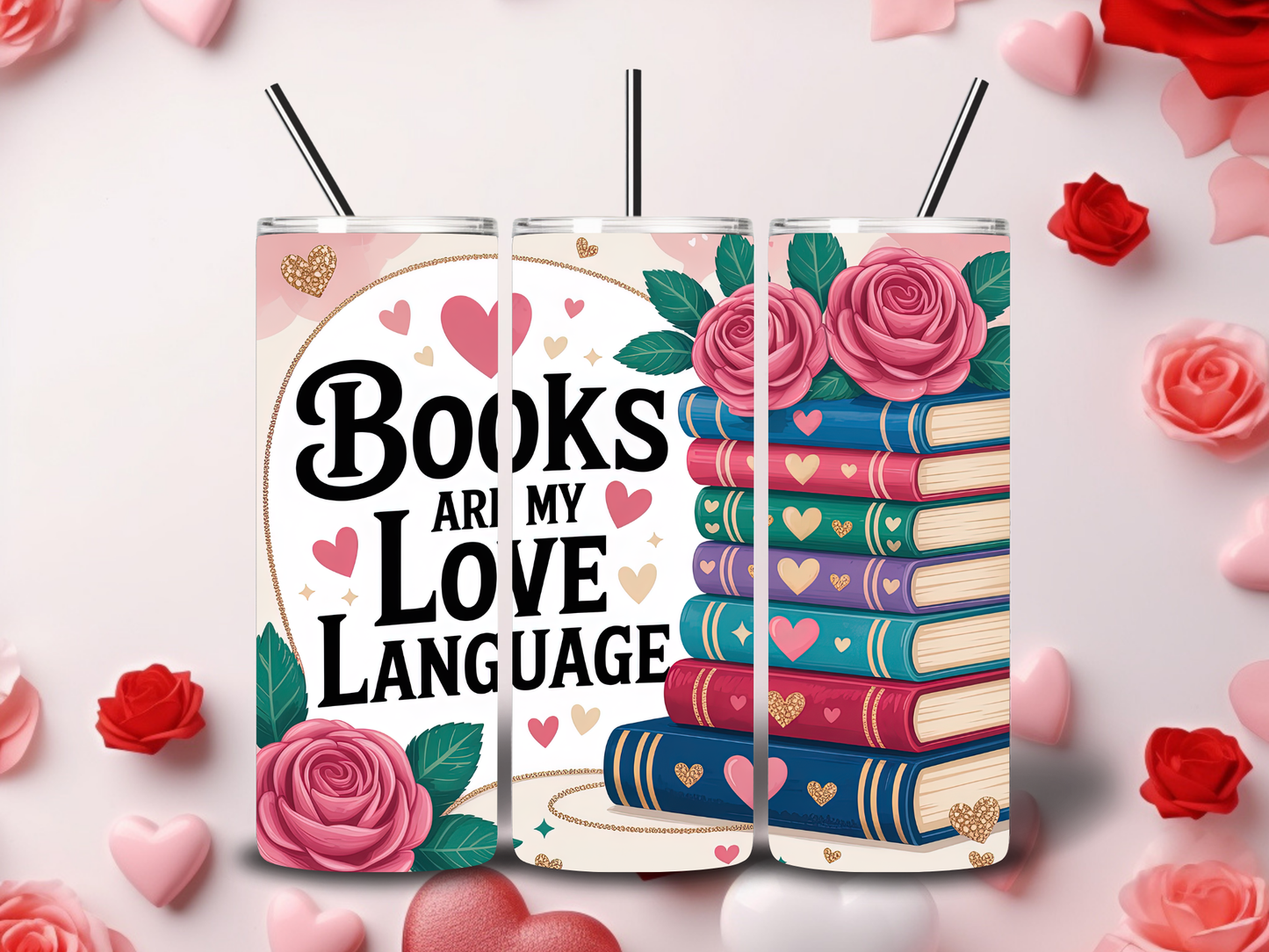 Cozy Book Valentine Tumblers