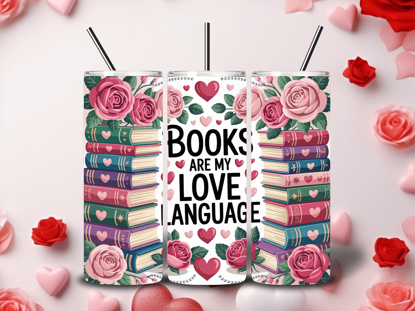 Cozy Book Valentine Tumblers