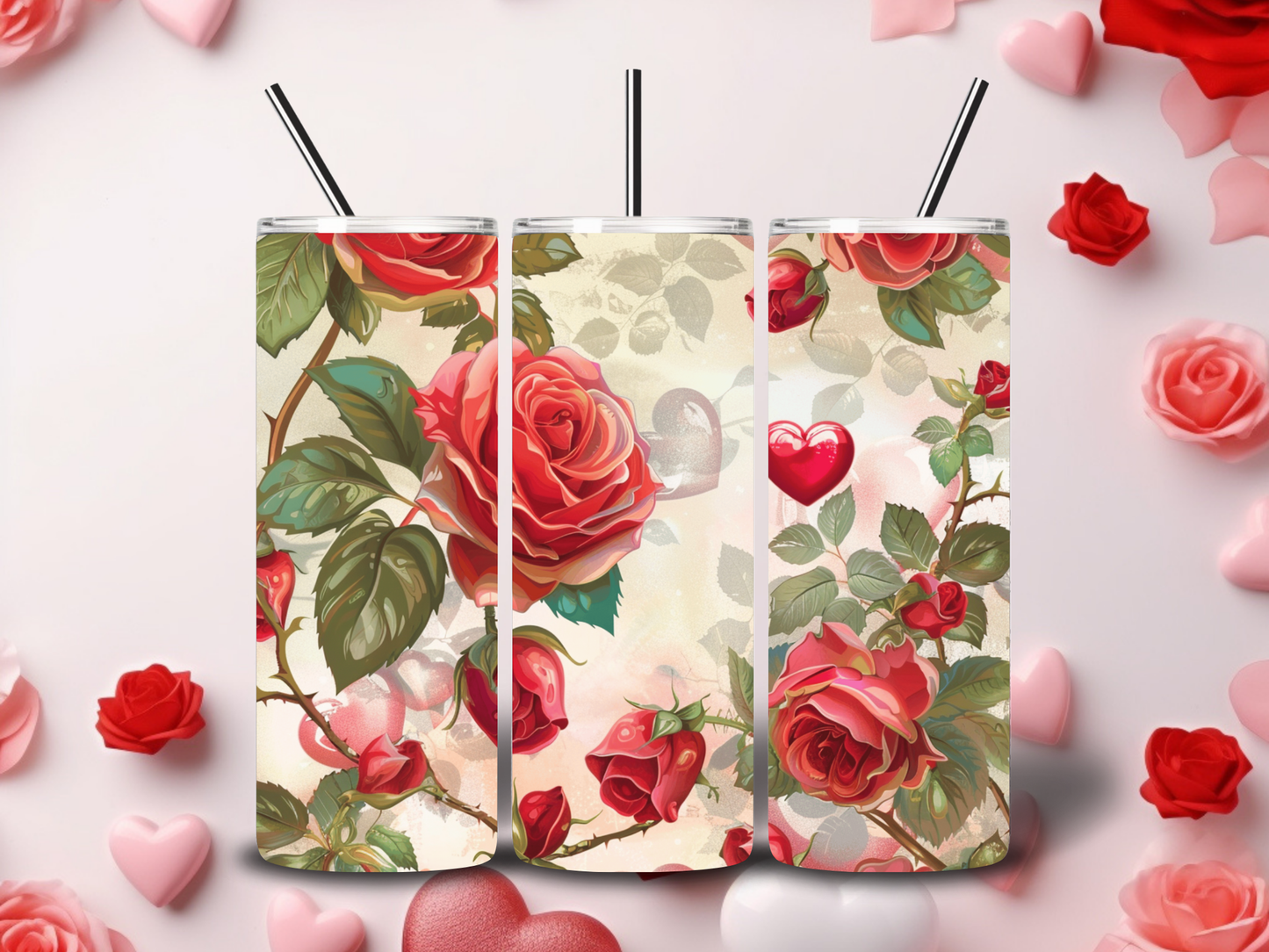 Red Roses Valentine Tumblers