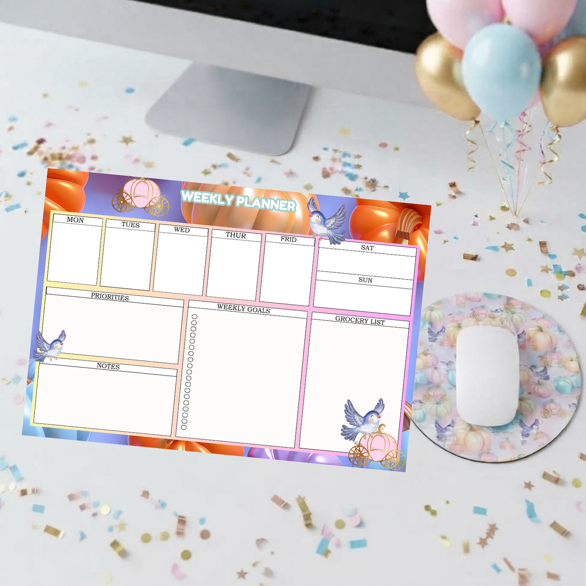 Whimsical Pumpkin Weekly Planner Notepad